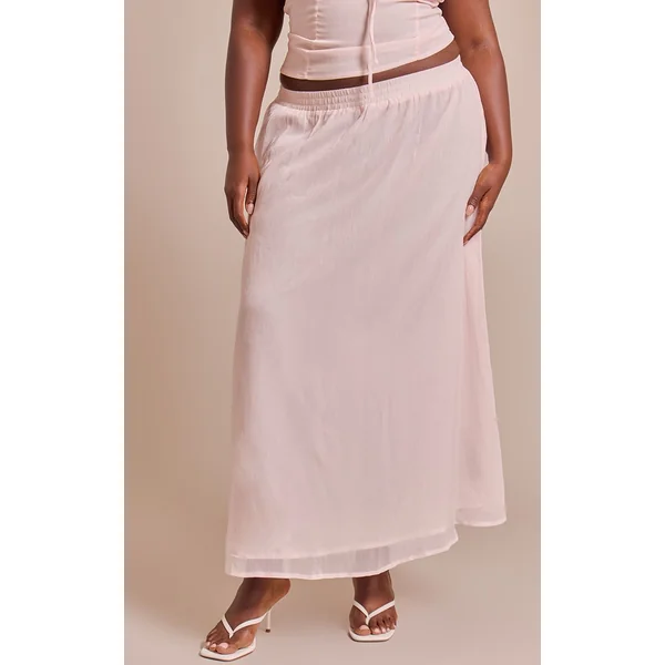Rose Jupe Maxi Fluide En Mousseline Grande Taille