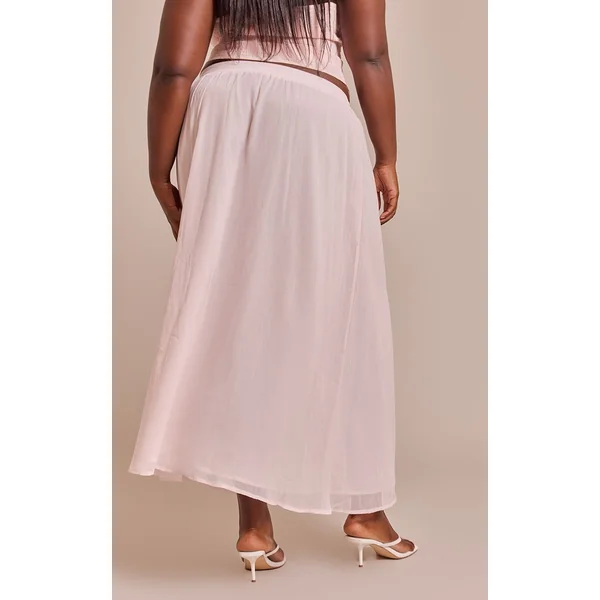 Rose Jupe Maxi Fluide En Mousseline Grande Taille