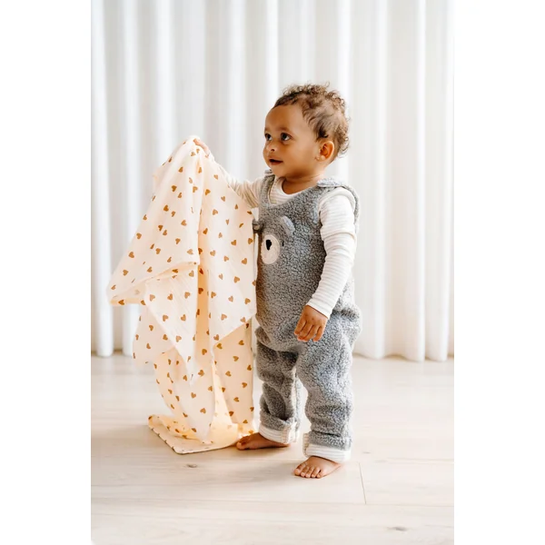 ROSE & LÉO - Salopette en sherpa - ourson (gris)