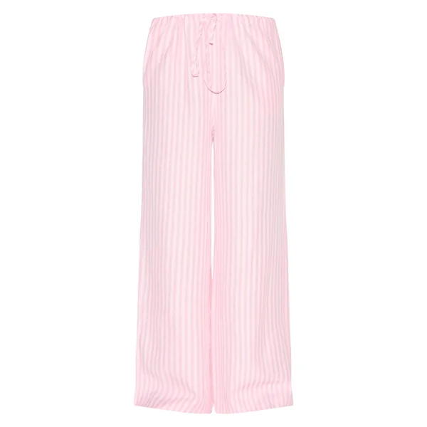 Rose Pantalon Large Tissé À Rayures Petite