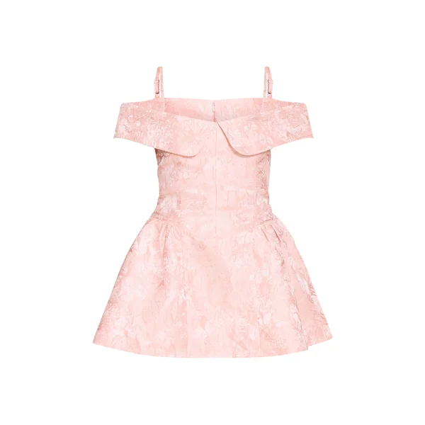 Rose Pâle Robe Droite Bardot En Jacquard
