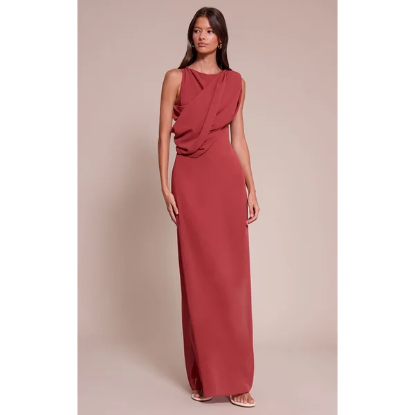 Rose Pâle Robe Longue Cache-cœur En Mousseline De Soie