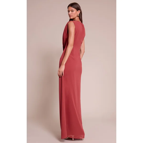 Rose Pâle Robe Longue Cache-cœur En Mousseline De Soie