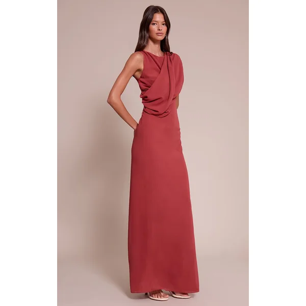 Rose Pâle Robe Longue Cache-cœur En Mousseline De Soie