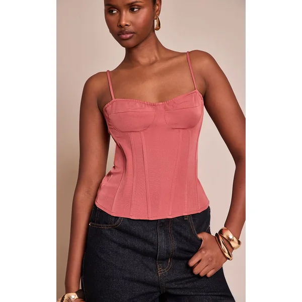 Rose Pâle Top Corset Structuré