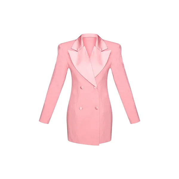 Rose Robe Blazer Ajustée Tissée À Revers En Satin