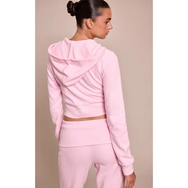 Rose Sweat À Casynthétiqueche Court Zippé Toucher Doux