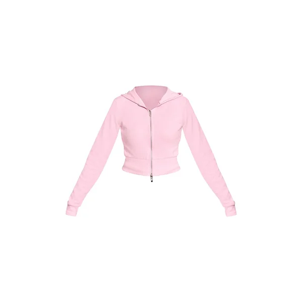 Rose Sweat À Casynthétiqueche Court Zippé Toucher Doux