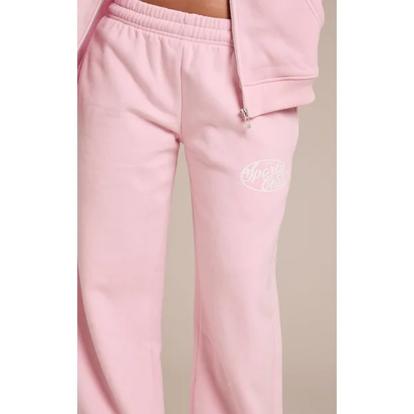 Rose Tendre Pantalon De Jogging Droit En Molleton De Coton Sports Club Petite