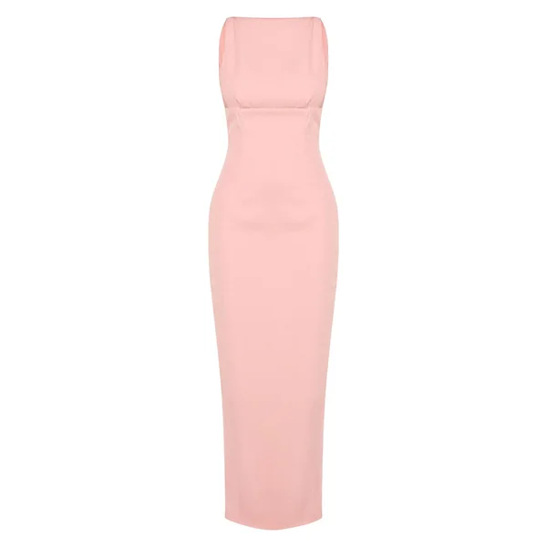 Rose Tendre Robe Longue Premium À Dos Échancré