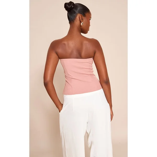 Rose Top Bandeau À Détail De Passepoil Tissé