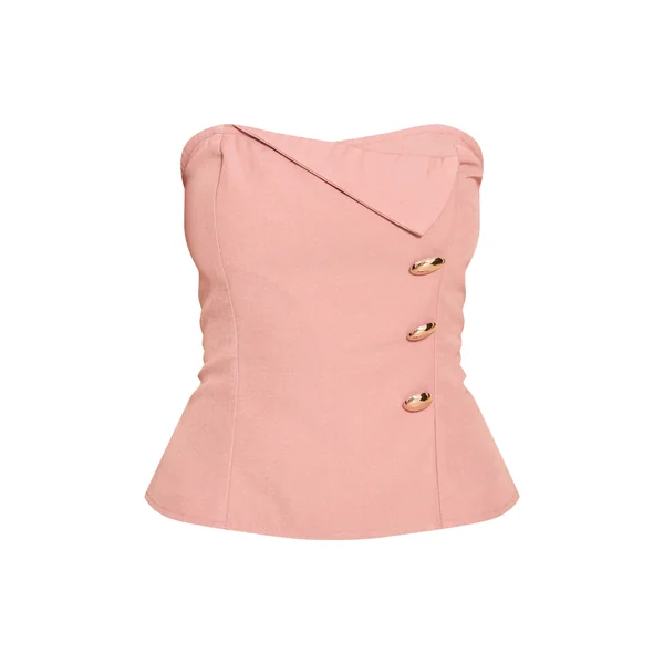 Rose Top Bandeau À Détail De Passepoil Tissé