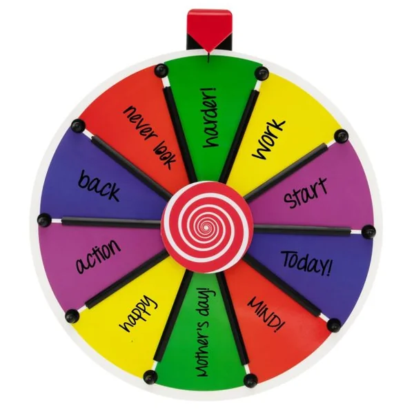 Roue de la Fortune Murale 38 CM avec 10 Emplacements Marqueur et Effaceur Inclus Base avec Ventouses de Fixation
