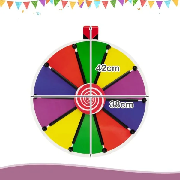 Roue de la Fortune Murale 38 CM avec 10 Emplacements Marqueur et Effaceur Inclus Base avec Ventouses de Fixation