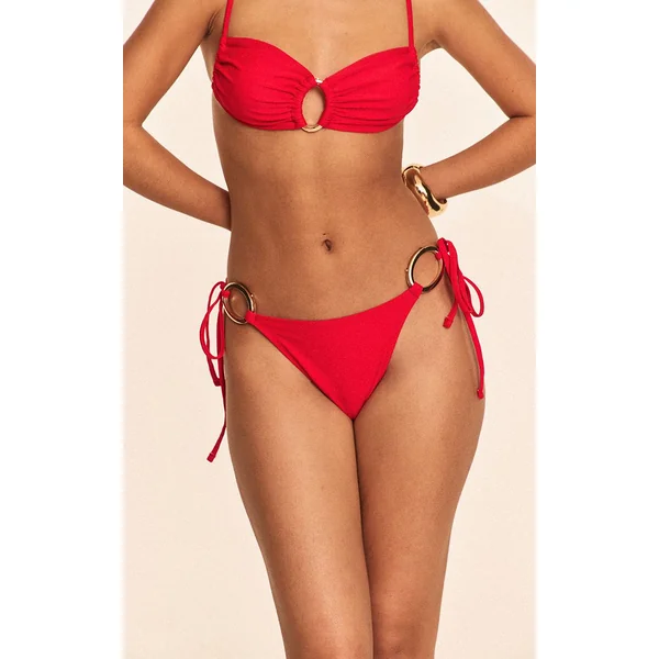 Rouge Bas De Bikini À Nouer Sur Les Côtés Avec Anneaux