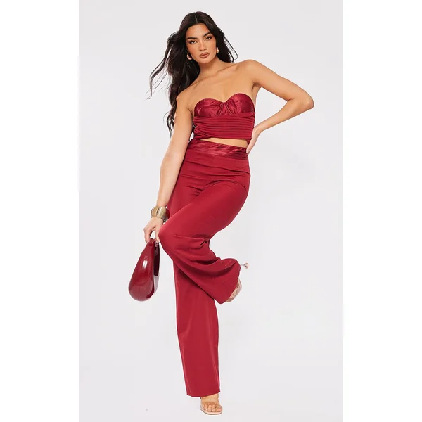 Rouge Cerise Combinaison À Découpes Avec Corset Froncé