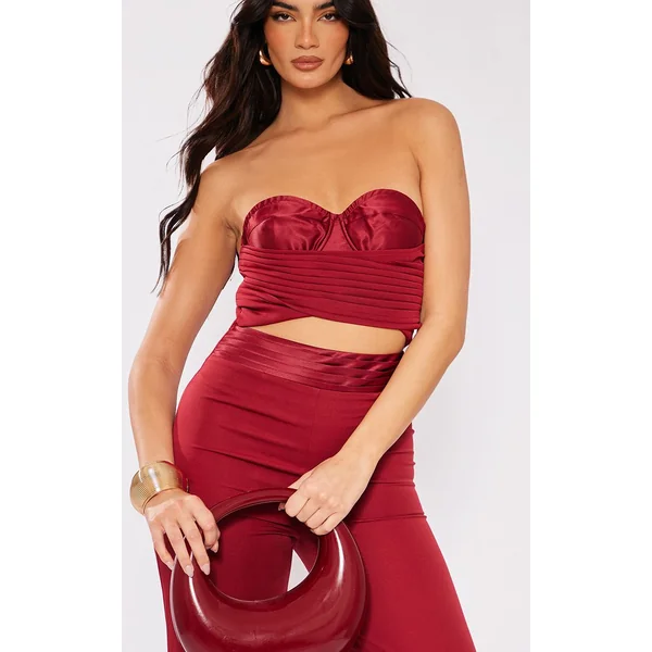 Rouge Cerise Combinaison À Découpes Avec Corset Froncé