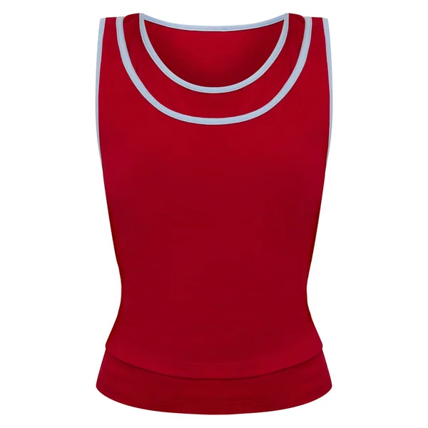 Rouge Débardeur Extensible Doux À Détails Contrastés