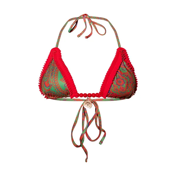 Rouge Haut De Bikini Triangle Imprimé Paisley