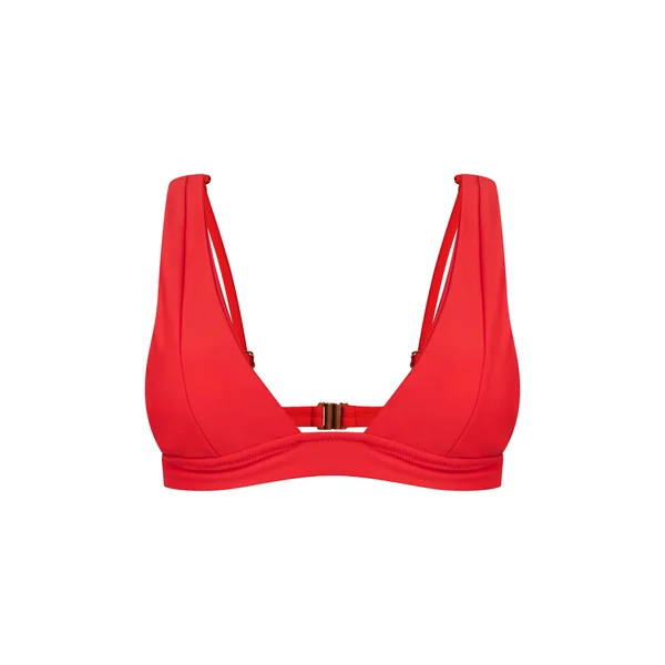 Rouge Haut De Bikini Triangle Plongeant Aqua Avec Détails De Coutures