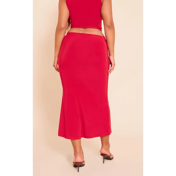 Rouge Jupe Midi Drapée En Slinky Shape