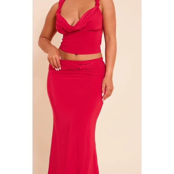 Rouge Jupe Midi Drapée En Slinky Shape