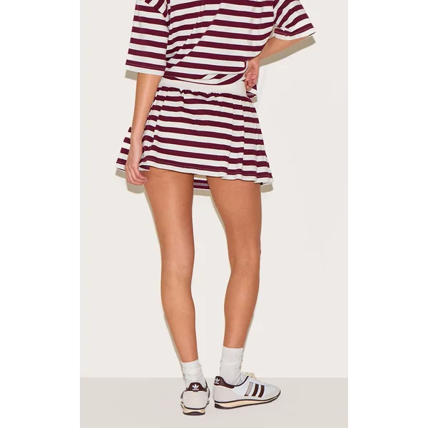 Rouge Jupe-short De Tennis Mini Plissée À Rayures Coordonnée