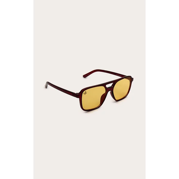 Rouge Lunettes De Soleil Jeepers Peepers Monture Aviateur Verres Jaunes