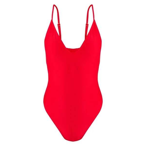 Rouge Maillot De Bain Échancré Basique
