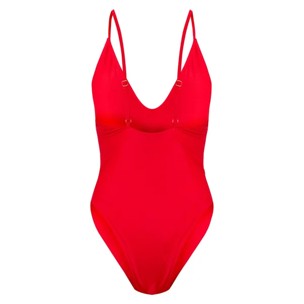 Rouge Maillot De Bain Échancré Basique