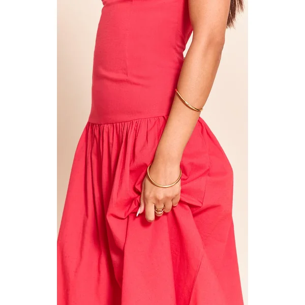 Rouge Robe Maxi À Taille Basse