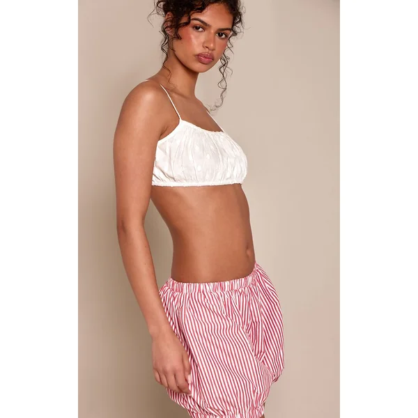 Rouge Short Bouffant À Rayures
