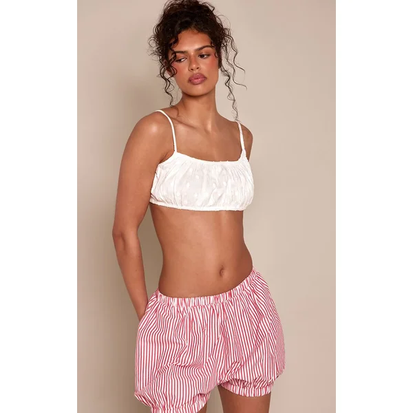 Rouge Short Bouffant À Rayures