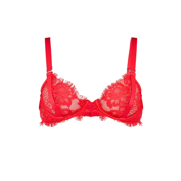 Rouge Soutien-gorge À Armatures En Dentelle Cils