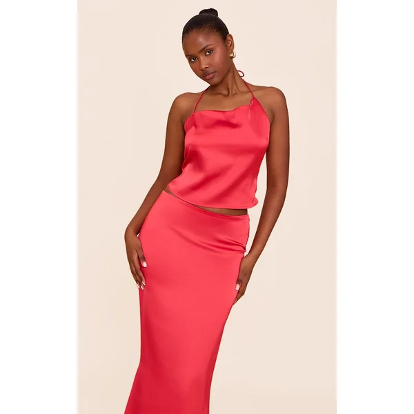 Rouge Tomate Top Court Dos Nu En Satin