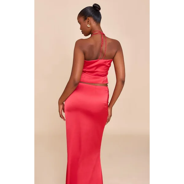 Rouge Tomate Top Court Dos Nu En Satin