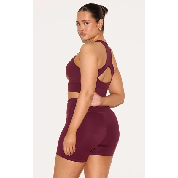 Rouge Vin Brassière De Sport Shape Active Froncée Avec Zip Et Bonnets
