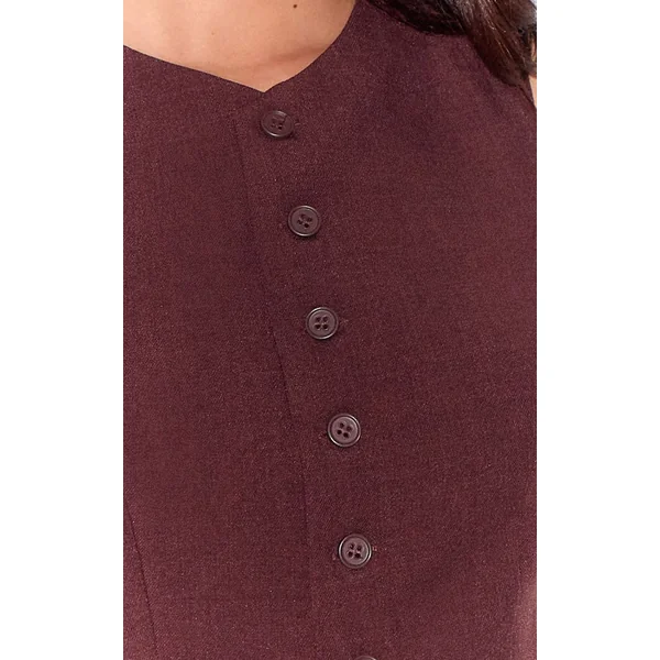 Rouge Vin Gilet Ajusté En Tissu Tissé