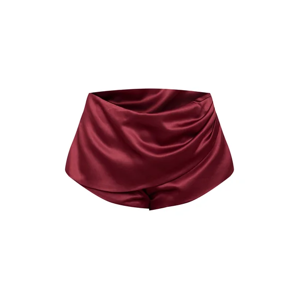 Rouge Vin Short En Satin Drapé Shape