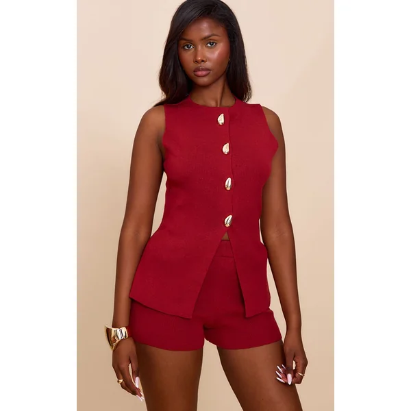 Rouille Short Mini En Maille Compacte