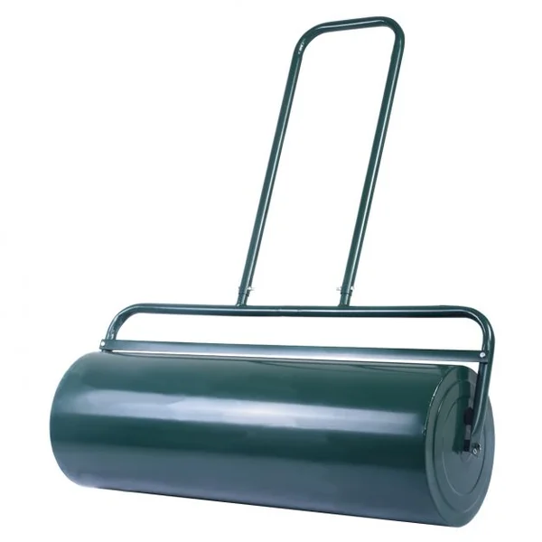 Rouleau à Gazon de Jardin avec Poignée Haute Résistance Volume 63l Rouleau Ø30cm en Acier 112x90x30cm Vert