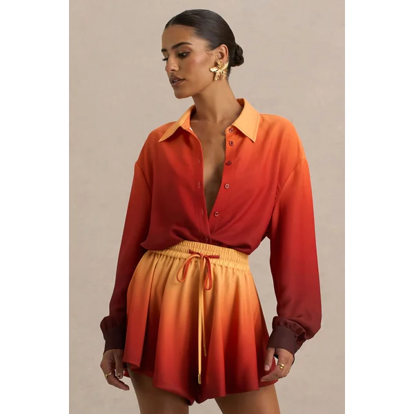 Rowan | Chemise en Satin Ombré à Décolleté Plongeant