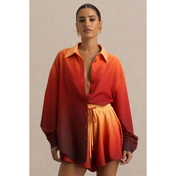 Rowan | Chemise en Satin Ombré à Décolleté Plongeant
