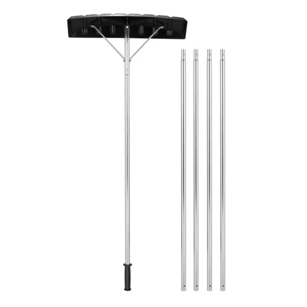 Râteau de Toit à Neige Réglable Déneigement de Toit Râteau à Neige en Aluminium avec Lame 40 cm de Largeur Manche Antidérapante en TPE
