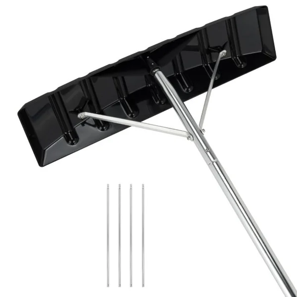Râteau de Toit à Neige Réglable Déneigement de Toit Râteau à Neige en Aluminium avec Lame 40 cm de Largeur Manche Antidérapante en TPE