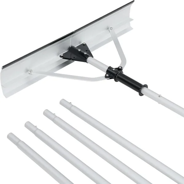 Râteau à Neige en Aluminium Outil de Déneigement pour Toit avec Tête Large et Repliable Longueur Maximale de 634 cm 5 Tiges Amovibles