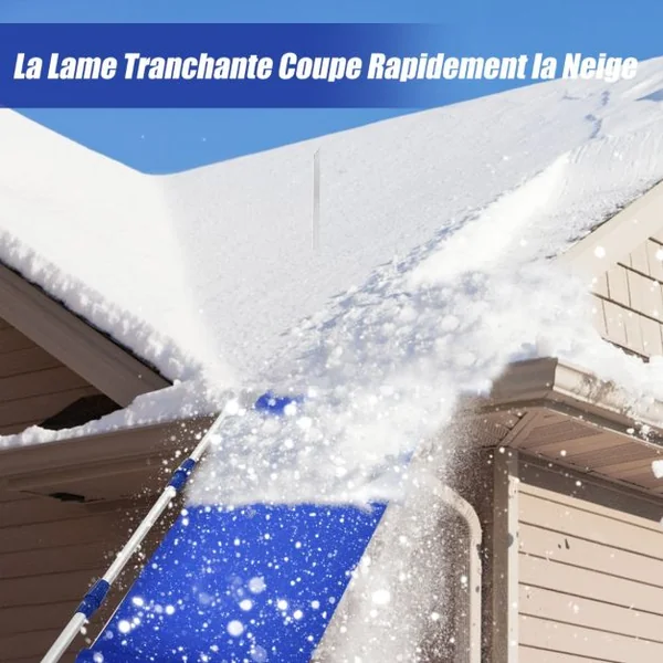 Râteau à Neige pour Toit en Aluminium Déneigement de Toit Poignée Extensible et Antidérapante Coupe pour Enlever la Neige Feuilles Mortes Branches