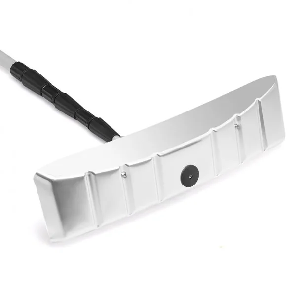 Râteau à Neige Tige Télescopique Réglable 193-630cm Poignée Antidérapante en Aluminium Tête 63x15cm Blanc Argenté