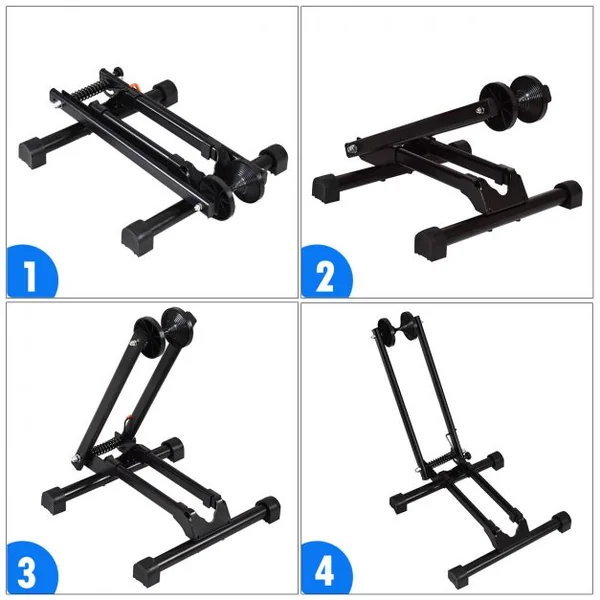 Râtelier pour 1 vélo de 16 " à 29" Porte-vélo en fer autoporté Support à vélo pour roue avant/arrière 32 × 35 × 42 CM Noir