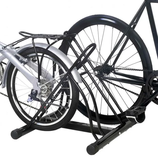 Râtelier pour 2 vélos Porte-vélo autoporté Mur Rack Stockage Verrouillage Support à vélo pour Garage 60 x 53 x 56 cm Noir